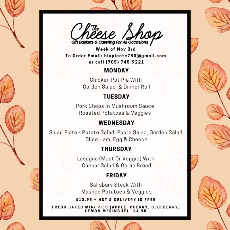 The Cheese Shop Menu